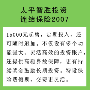 太平智胜投资连结保险2007